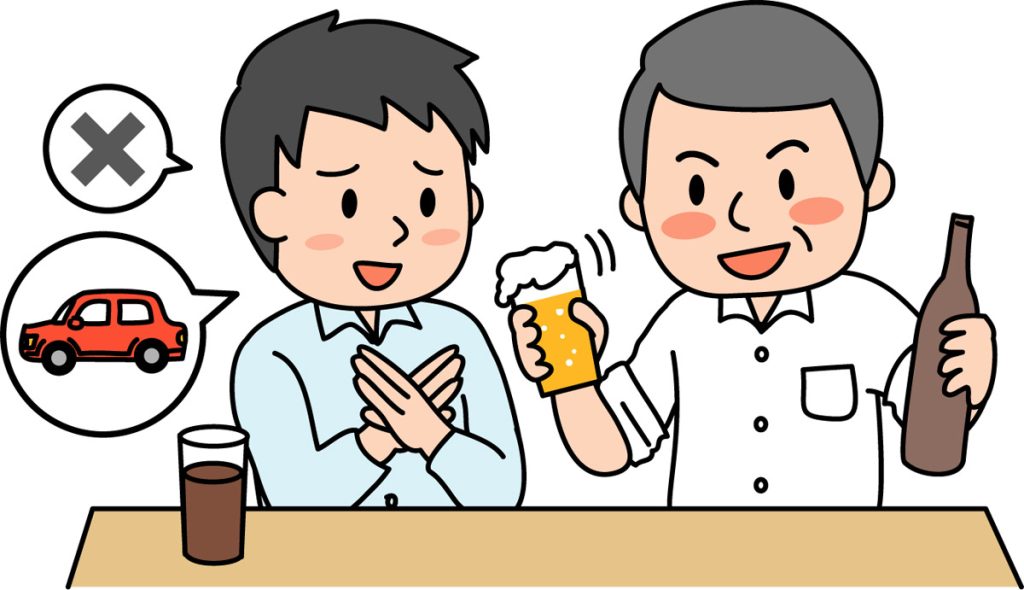 車で来た人がお酒を断っている場面のイメージ画像