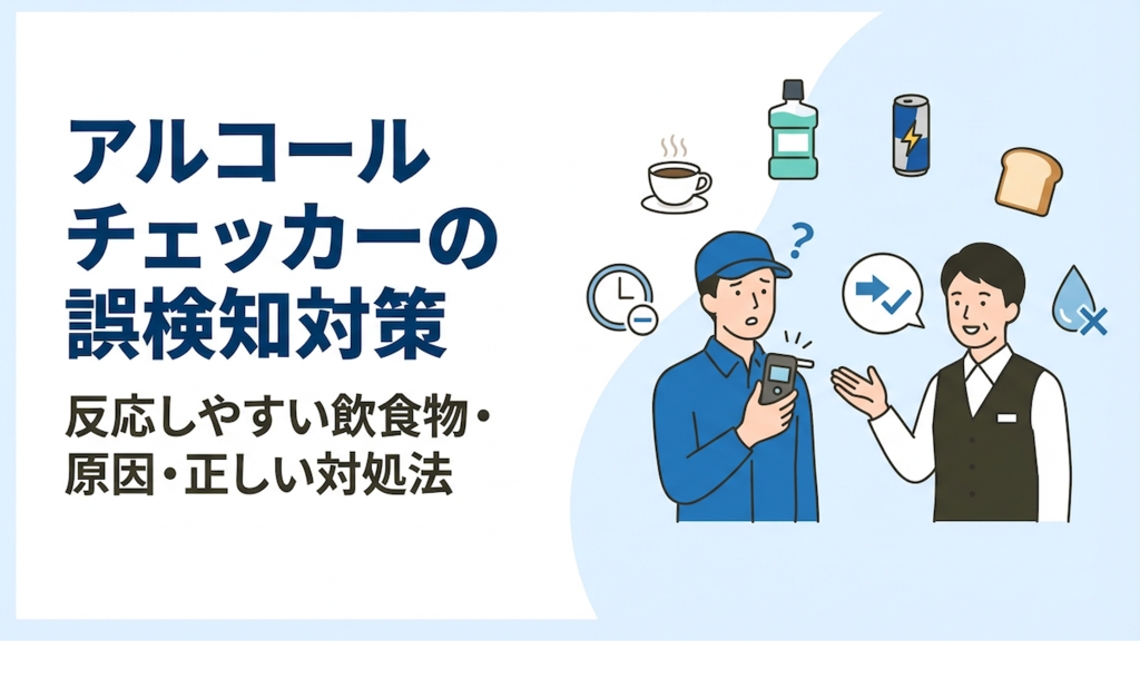 サムネイル：アルコールチェッカーの誤検知対策
反応しやすい飲食物・原因・正しい対処法