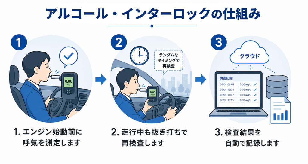 アルコール・インターロックの仕組みを説明した画像